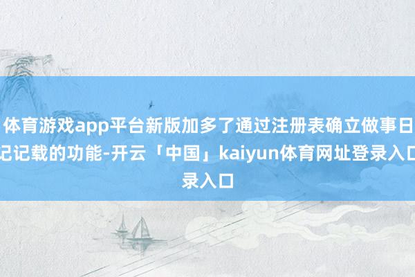 体育游戏app平台新版加多了通过注册表确立做事日记记载的功能-开云「中国」kaiyun体育网址登录入口